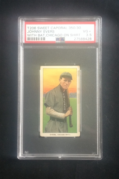 T-206 Johnny Evers w/Bat Chicago on shirt PSA 3.5