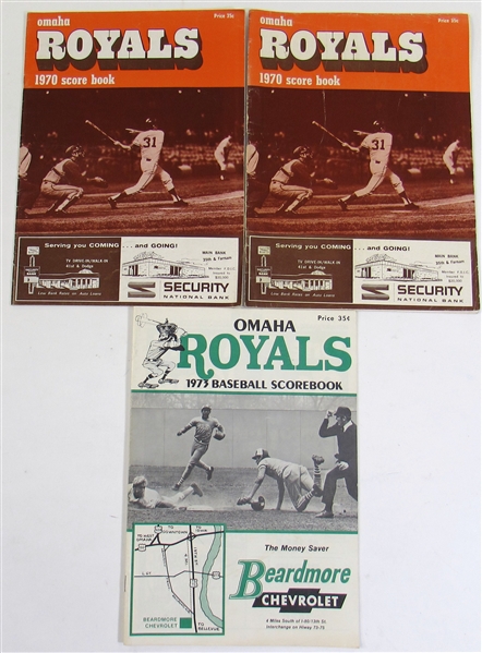 Lot Of 3- Omaha Royals Scorebooks (2-1970 & 1-1973)