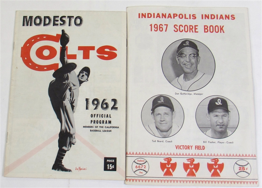 Lot Of 2 Minor League Programs (1962 Modesto Colts & 1967 Indianapolis Indians)