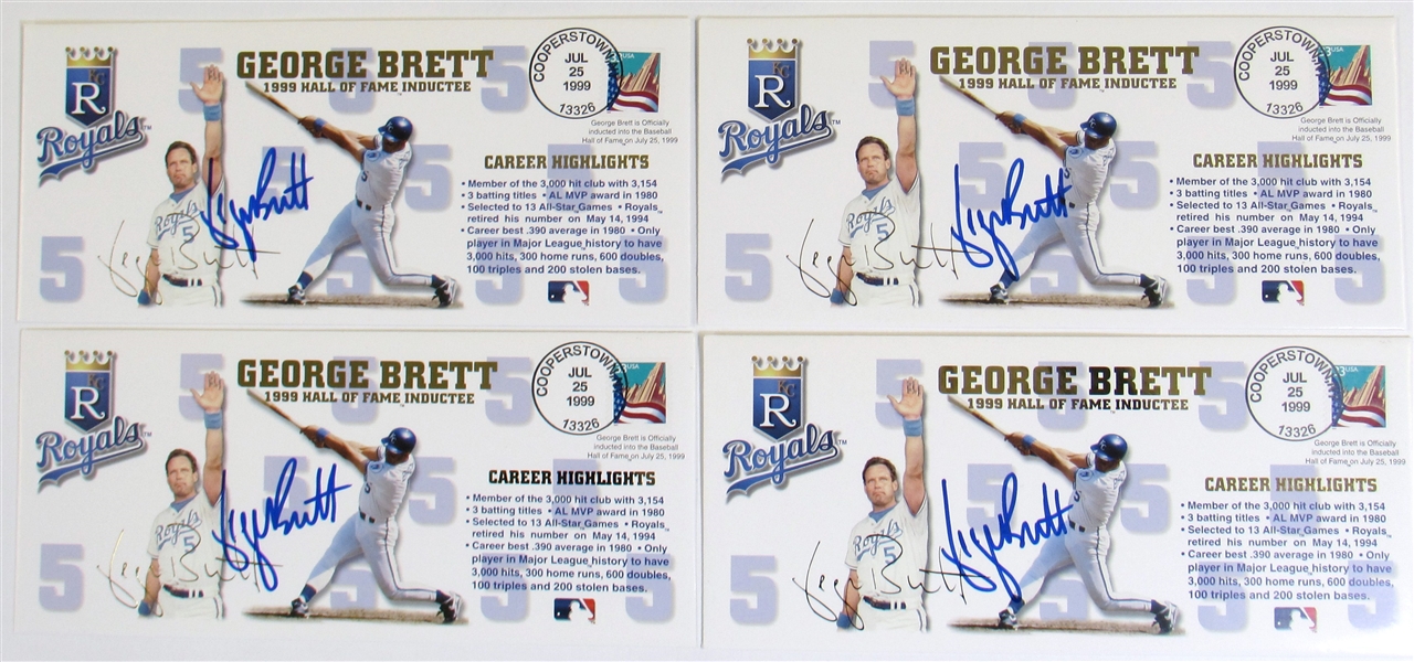 Lot Of 4-George Brett Signed HOF Caches