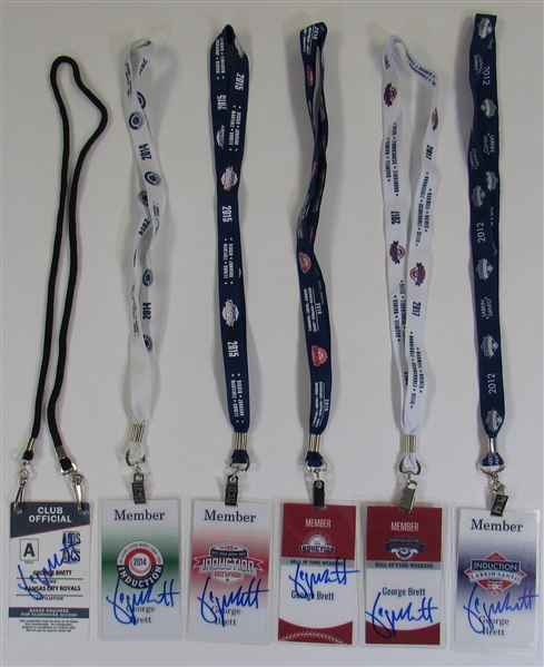 George Brett Signed Lot of 6 HOF and ALCS Badges