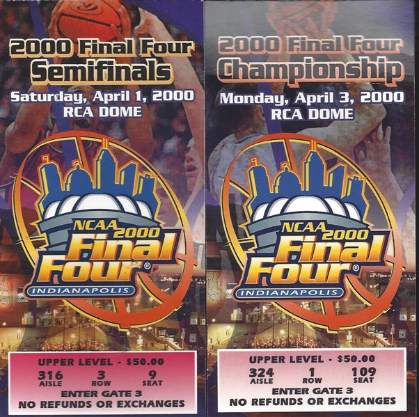 Lot of 2 2000 NCAA Basketball Final 4 Ticket Stubs (Semi-Final & Final)