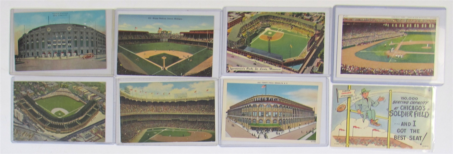  Lot of 8 Rare Vintage Stadium Post Cards (Soldier,Ebbets, Wrigley,Yankee, Briggs, Sportsman, & Comisky)