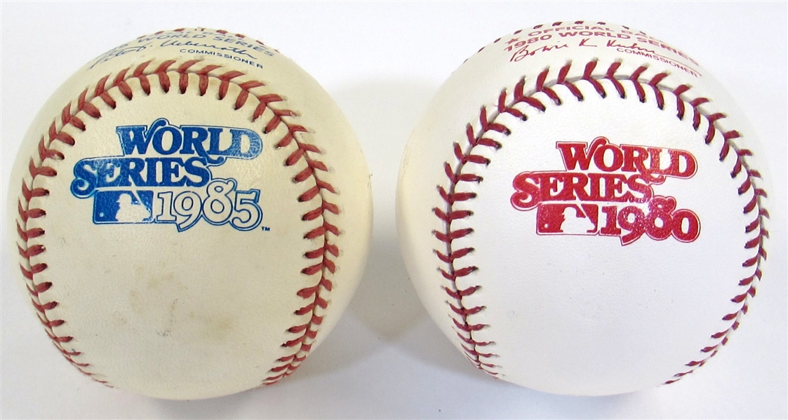 Game Used 1980 and 1985 World Series Baseballs