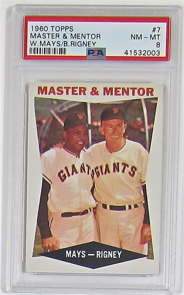 1960 Topps Master & Mentor (Mays/Rigney) PSA 8