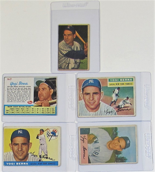 Lot Of 5 Yogi Berra Baseball Cards