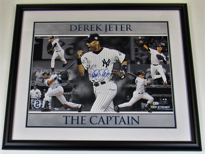Derek "The Captain" Jeter Signed Framed 16 x 20 Steiner