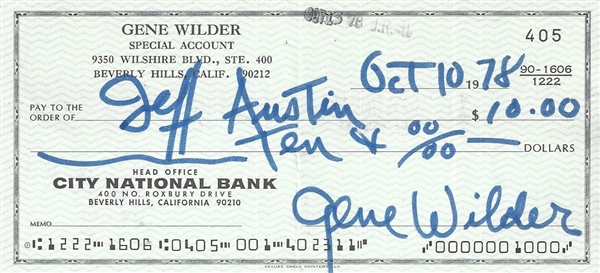 Gene Wilder Signed Check