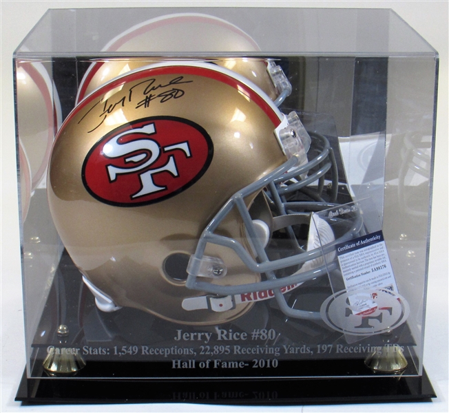 Jerry Rice Signed Full Size Helmet W/ Case SF 49ers PSA