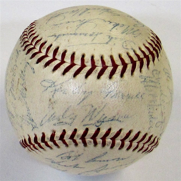1957 Cleveland Indians Team Signed Baseball 