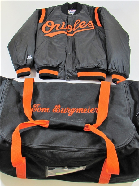 Baltimore Orioles Jacket & Travel Bag Game Used - Tom Burgmeier