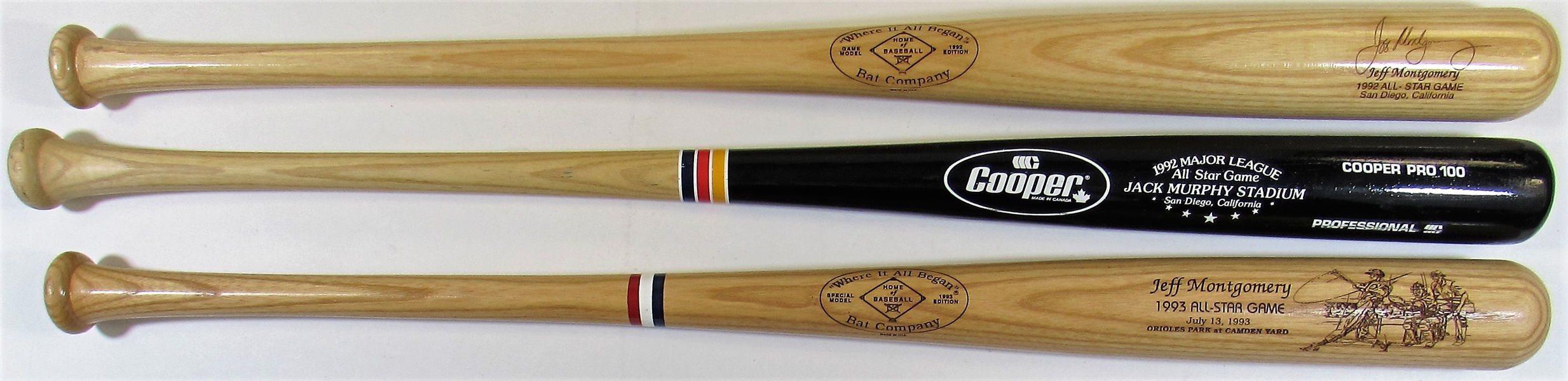 Jeff Montgomery lot of 3 All-Star Game Bats