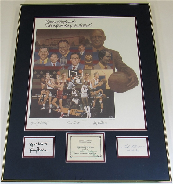 KU Jayhawks History Framed Signed Print - Phog Allen- Larry Brown