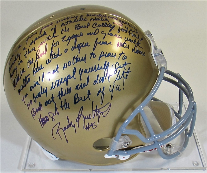 Rudy Ruettiger Signed Notre Dame Football Helmet JSA Authenticated.