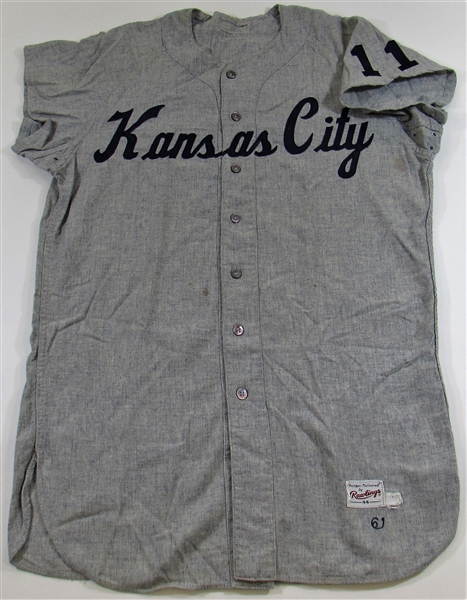 1961 Kansas City Athletics Road Script GU Jerry Lumpe Jersey