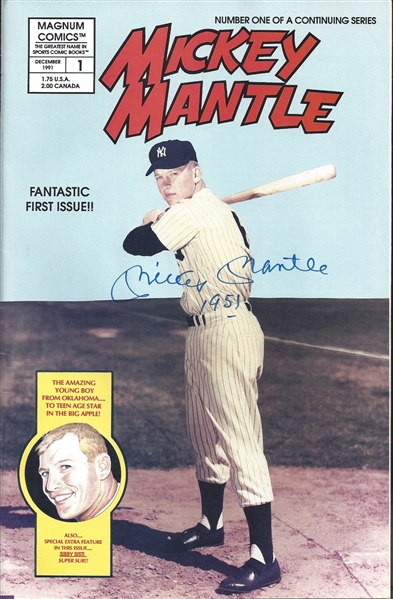 Mickey Mantle Signed Comic Book