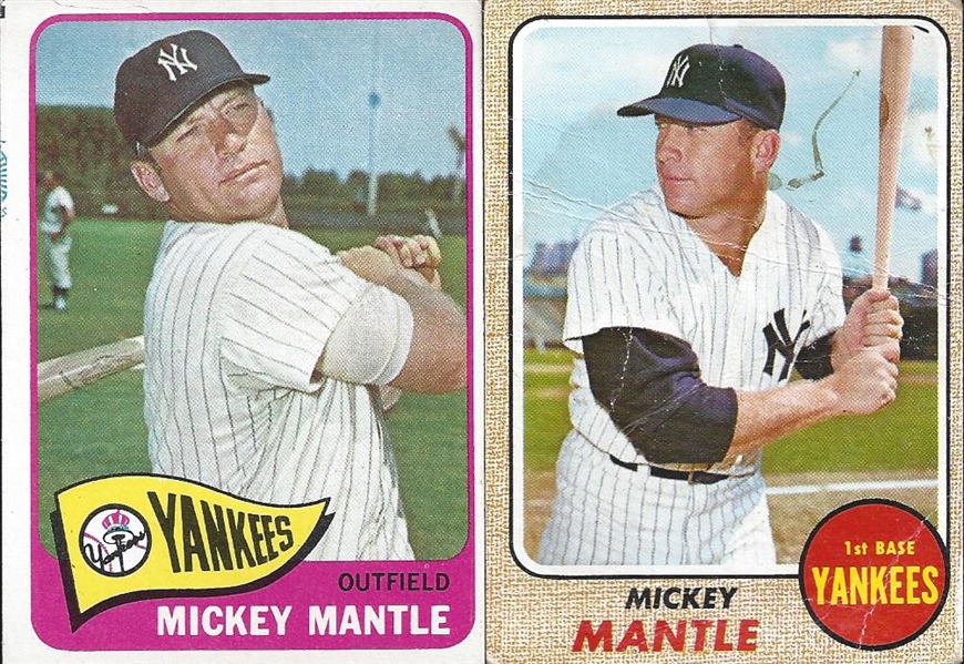 Lot of 2- Mickey Mantle Cards 1965 & 1968 Topps