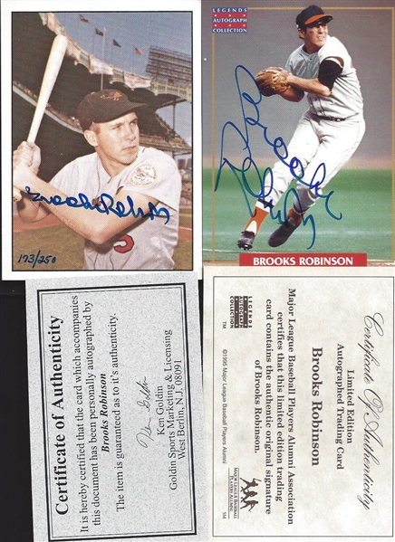 Lot of 2- Brooks Robinson Signed Cards  