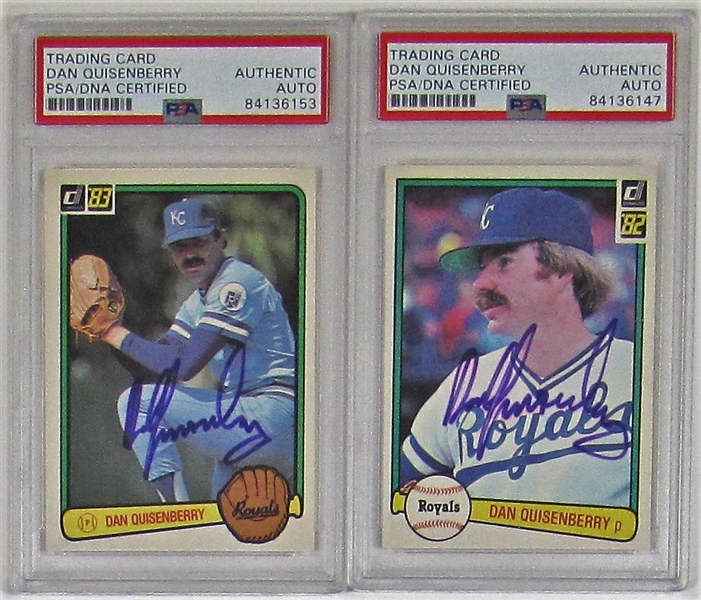 Lot of 2- Dan Quisenberry Signed PSA/DNA Cards