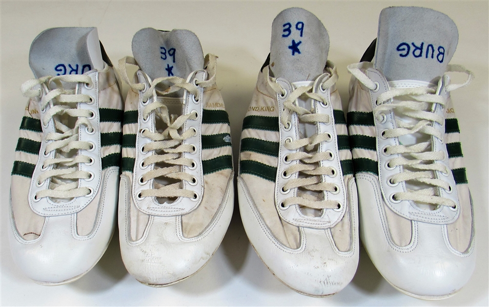 1983-84 Tom Burgmeier Game Worn Oakland As Cleats Lot of Two