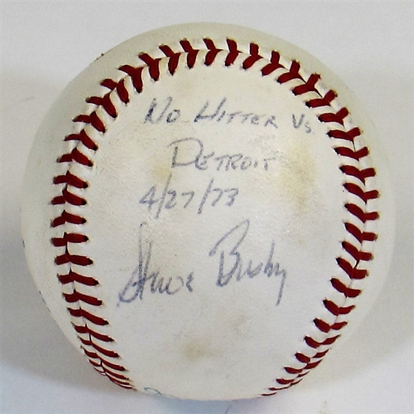 Steve Busby Signed No Hitter 4/27/73 Baseball