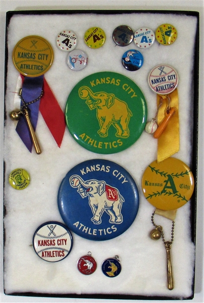 Kansas City Athletics Display Of Pins & Pendants