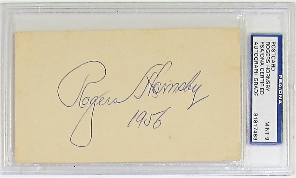 1956 Rogers Hornsby Mint 9 Signed and Inscribed Government Postcard  