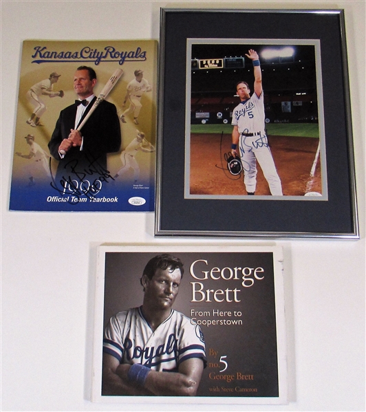 George Brett Signed Book-Program- Framed Photo- JSA