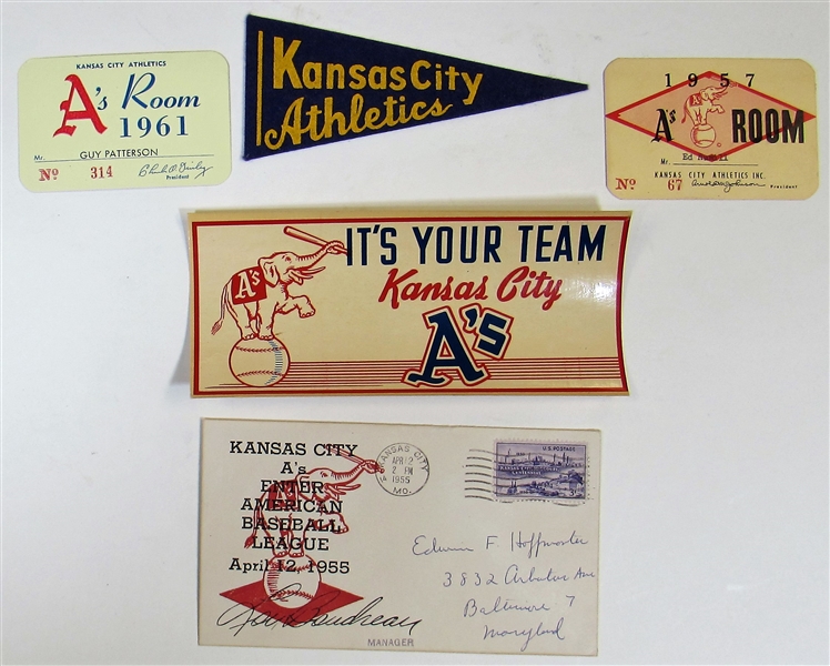 Kansas City Athletics Press Pass x 2-Mini Pennant-Sticker-Envelope