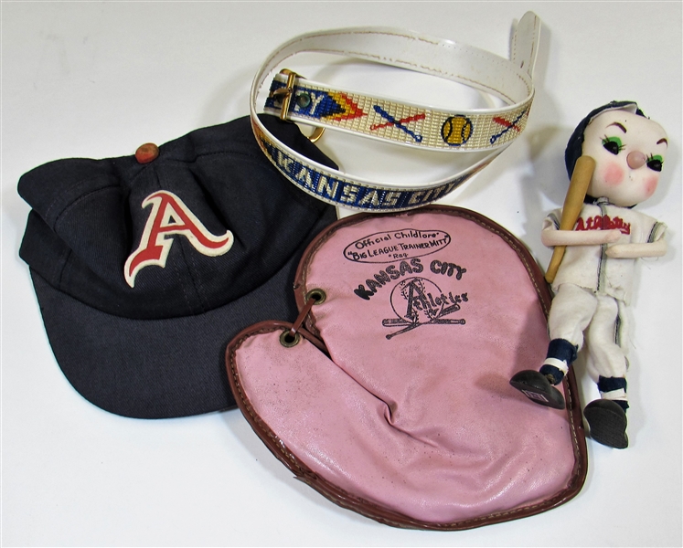 Kansas City Athletics Kids Souvenirs Cap-Glove-Doll-Belt
