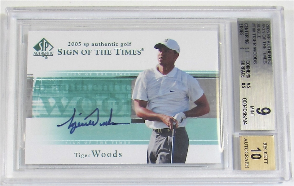 2005 SP Sign of the Times Tiger Woods Autograph Beckett 9 & 10