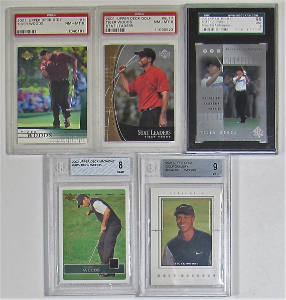 Lot of 5 Tiger Woods Graded Cards 