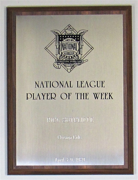 1989 Rick Sutcliffe National League Player of the Week Award