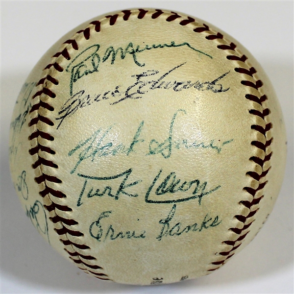 1953 Chicago Cubs Team Signed Baseball - Ernie Banks Rookie - JSA