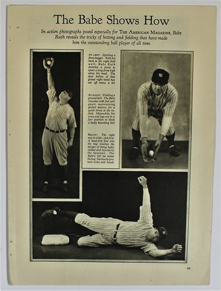 Babe Ruth American Magazine "Babe Show How to Play" 