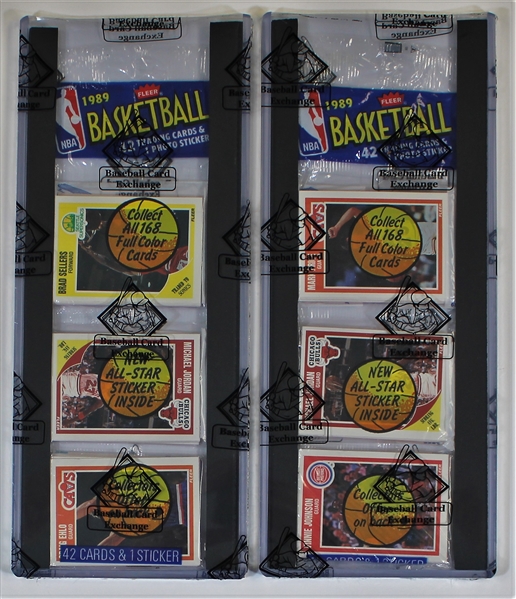LOT of 2- 1989 Fleer Basketball Rack Pack Sealed BBCE Cards (Jordan Showing)