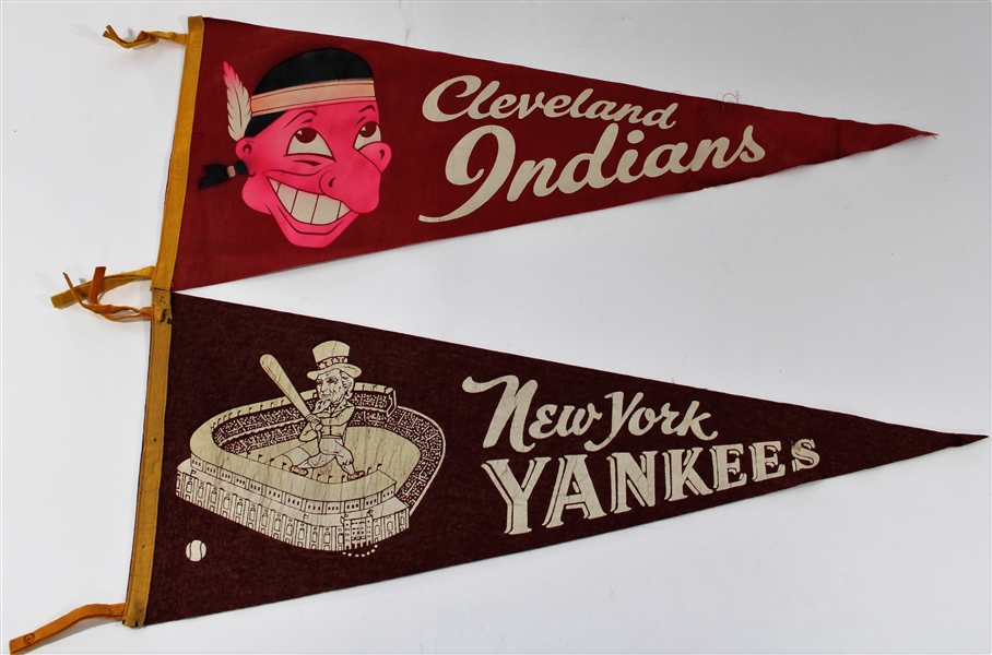 New York Yankees - Cleveland Indians Vintage Pennants 