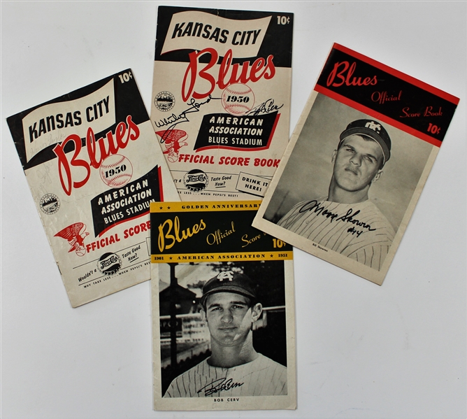Kansas City Blues Programs Signed -Ford- Cerv-Taylor-Skowron Lot of 4