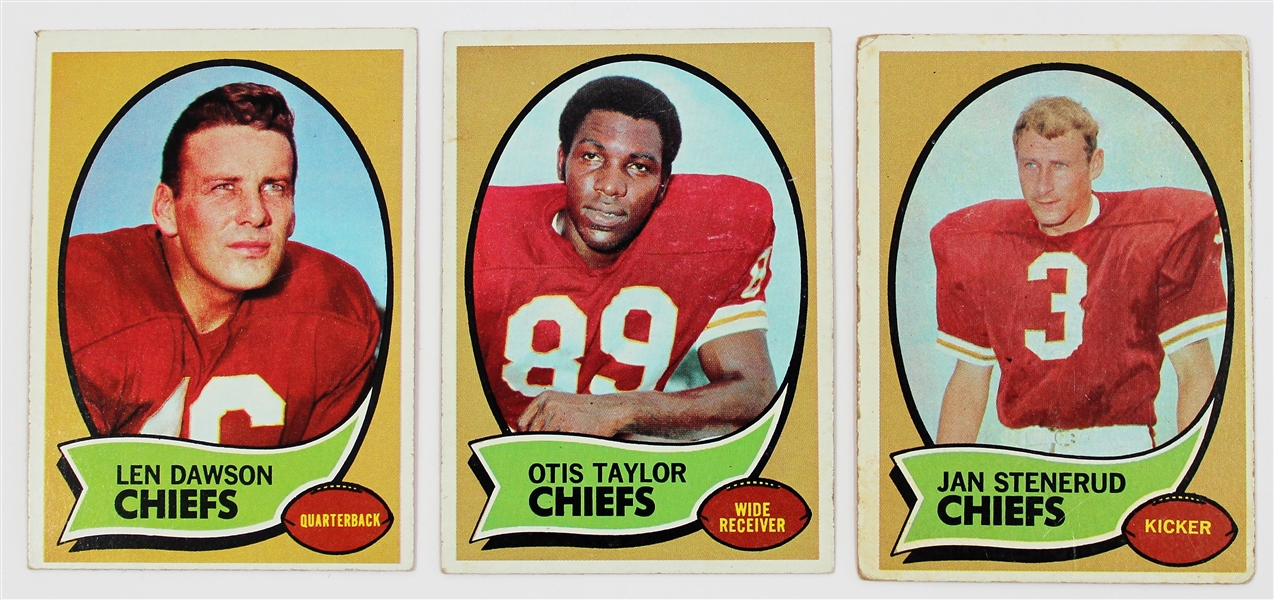 Len Dawson-Otis Taylor-Jan Stenerud Topps Chiefs Cards