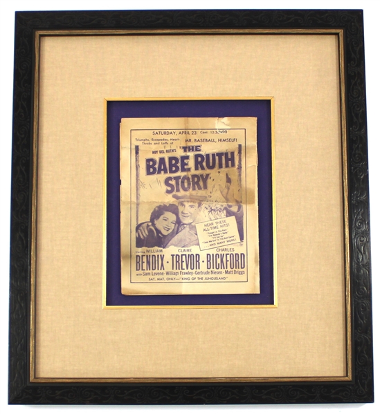 Babe Ruth "The Babe Ruth Story" Framed Mini Movie Poster