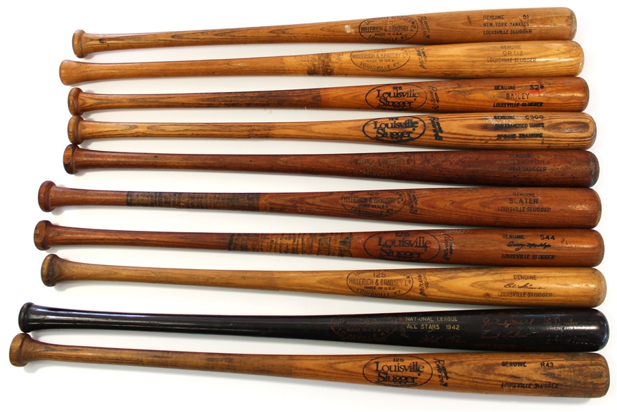 Vintage Assorted Baseball Bats Lot of 10