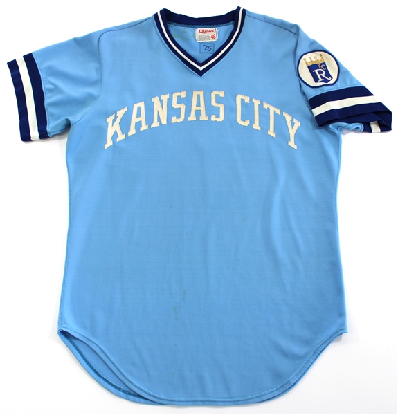 Steve Busby 1975 Game Used & Signed Kansas City Royals Road Jersey