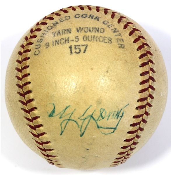 Cy Young Signed 1952 Baseball W/ Full JSA Letter & Newspaper Clips