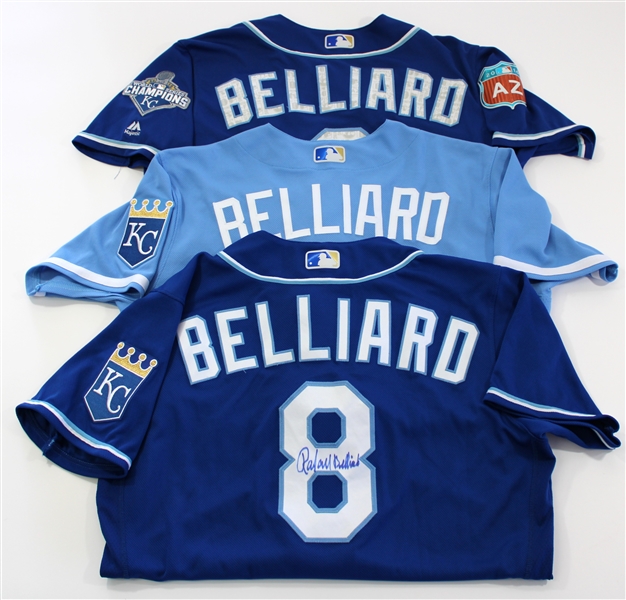 Rafael Belliard Lot of 3 Game Used & Signed Royals Coachs Jerseys 