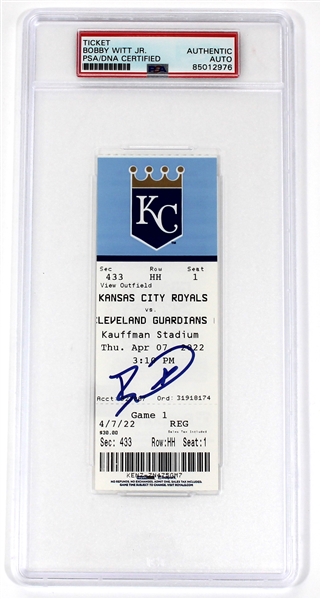 Bobby Witt Jr. Signed PSA/DNA 1st Game Ticket