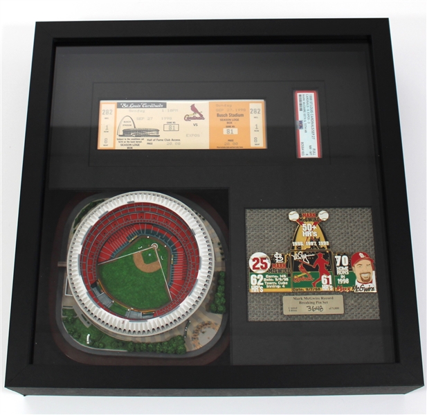 Mark McGwire 70 HR Ticket PSA Mint 8 Framed Busch Stadium 