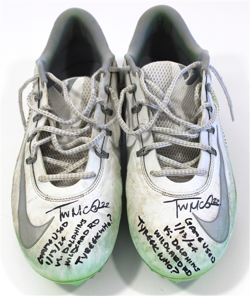 Trent McDuffie 2024 Game Used & Signed Playoffs Cleats