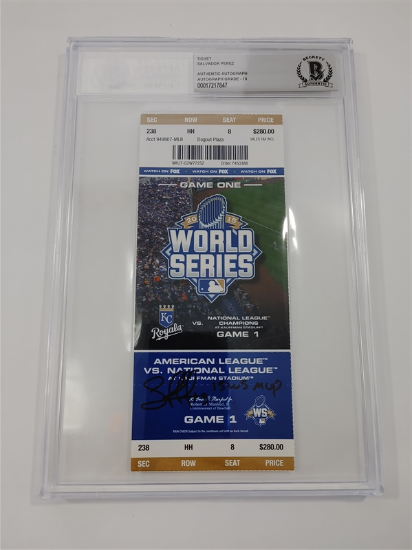 Salvador Perez Signed 2015 World Series Ticket Beckett