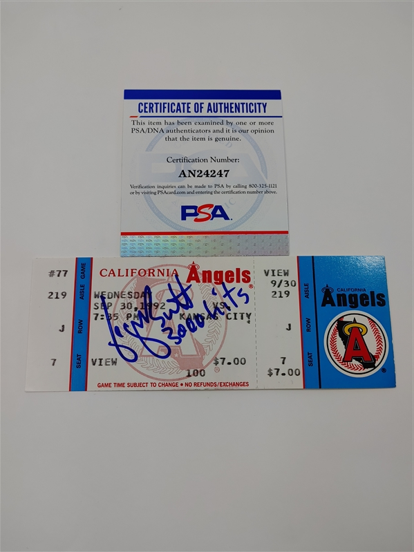 George Brett Signed 3000 Hits Ticket - PSA