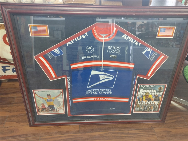 Lance Armstrong Framed and Signed US Postal Service Jersey